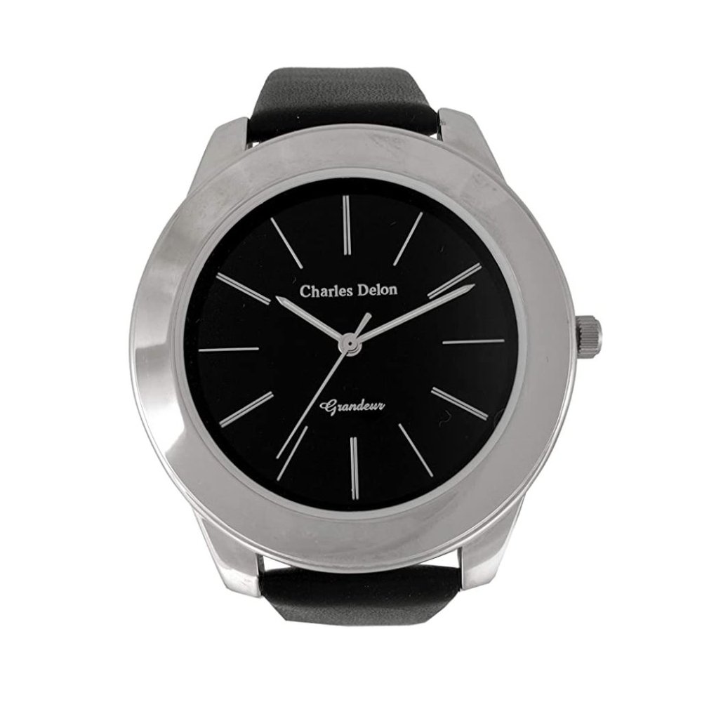 Charles Delon Casual Style Black/Silver Watch